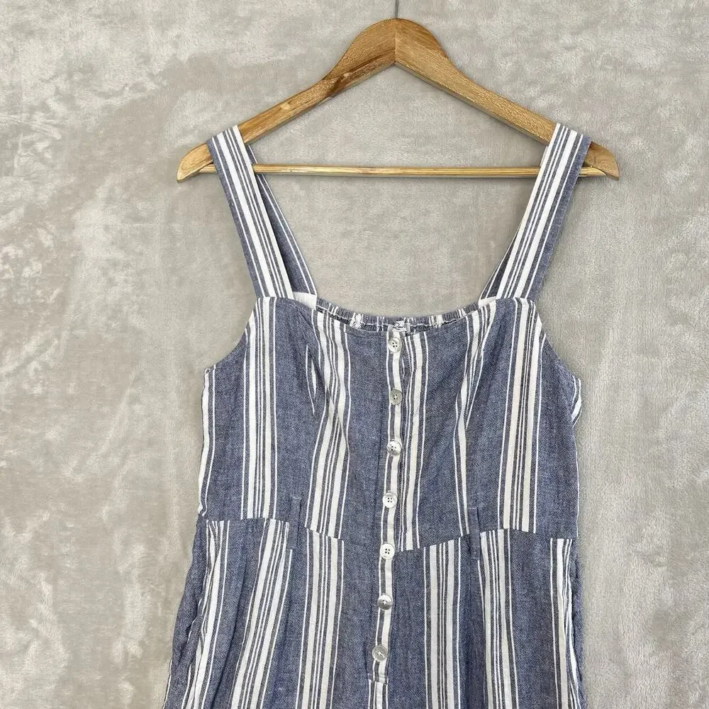 Rails Kyra Seaport Stripe Linen Blend Jumpsuit Large Quiet Luxury Summer Resort - Picture 2 of 16